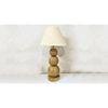 Foster Handmade Natural Wooden Table Lamp with ball over ball design with Cotton Beige shade