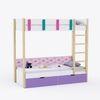 Pine Tree Single Size Bunk Bed In White & Pink Colour