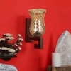 Devansh Solid Wood Electric Wall Light in Brown Colour with Lavender Shade Count of 1 Light