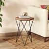 Dyson Hex Solid Wood Side Table In Amber Walnut Finish With Black Base