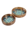 Artisan Mandala Tray Set – Vibrant Blue & Gold Design (Set of 2)