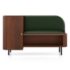 Haven Solid Wood Shoe Cabinet In Honey Finish with Olive leatherette Colour