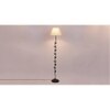 Docie White Natural Fiber Floor Lamp with Black Iron Base