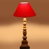 Devansh Red Cotton Table Lamp With  Wood Natural Base (10X10X21 Inches)-29