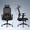 Veritas High Back Mesh Office Chair with Headrest in Black Colour