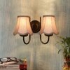 Devansh Dual Black Metal  Wallmounted Lamp With Beige Jute  Shade