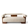 Westfield Sheesham Wood Mid Century 3 Seater Sofa (Off White Soft Boucle Fabric In Teak Finish)