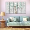 The Castle Decor 3D Green Flower Tree Wall Art Set of 5 27x48 Inch
