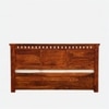 Zvya Solid Wood Queen  Size Upholstered Bed With Box Storage (Honey Finish)