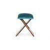 Dayton Sheesham Wood Accent Square Set of 2   Stools in Turquoise Sea Velvet Upholstery