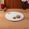 Marble Platter Plain White Round With Gold Foil Work   Metal Butterfly Embedded
