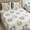 Yellow Floral 270 TC Glaze Cotton Fitted Queen Size Bedsheet With 2 Pilllow Covers