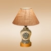 Devansh Conical Beige Jute Shade Lamp With Wood & Mosaic Glass Base For Decoration/Office/Home/Gifting/Study For Decoration/Office/Home/Gifting/Study -(10X10X14.5) Inches -A