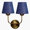 Devansh Metal Electric Wall Light in Gold Colour with Blue Shade Count of 2 Lights