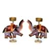 Desert Art Metal Handpainted Elephant Tealight Holder Set of 2