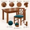 Globally Indian Nakshatra Solid Sheesham Wood 4 Seater Dining Table Set 4 Chairs Teal Green