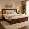 Virasat Solid Wood Comfort King Bed Hydraulic Storage Provincial Teak Finish Mattress 72 x 78 Inches