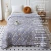 Grey Floral Comforter Quilted Reversible Cotton 350 Gsm Double Bed 240 X 220 Cms