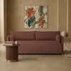 Cozychic Wood 3 Seater With Upholstery Non Storage Sofa In Red Colour
