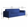 Josbert Velvet 3 Seater Sofa In Navy Blue Colour