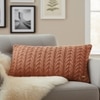 Colette Rosy Brown Cotton Knitted Cushion Cover 12X20 Inches