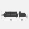 Faro Velvet 3 Seater Sofa in Dark Grey Colour