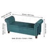 Queens Solid Wood 2 Seater Bench/ Couch With Inside Storage Space In Turquoise Sea Velvet