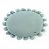 Pom Pom Dull Blue Cotton Knitted Decorative Cushion Cover 16 Inches Dia