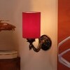 Devansh Metal Electric Wall Light in Antique Gold Colour with Red Shade Count of 1 Light