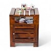 Harvey Sheesham Wood Contemporary Bedside Table End Table In Pine Finish (Lgo)