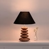 Devansh Black Cotton Table Lamp With Wood  Pebble Lamp  (10X10X15) Inches