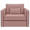 Elano Modern Premium  1 Seater Velvet Pull Out Sofa Cum Bed with Improted Mechanism In Peach Color