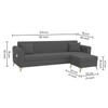 Daraco Velvet L shape 5 Seater Sofa in dark Gery Color
