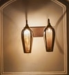 Kania 2 Light Wall Fitting In Brass And Wood Finish Metal With Smoke Glass