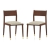 Saar Teak Wood Set of 2 Dining Chairs In Espresso Teak Finish with Macadamia Brown Colour