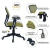 Aaeroa Low Back Ergonomic Chair in Pearl Green Colour