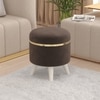 BLUEWUD Noah Round Engineered Wood Multipurpose Ottoman Pouffes Stool/Sitting Furniture Footrest Seat Pouf Puffy Foam Foot Stool with 4 Legs for Living Room Decor Home Furniture (Brown)