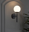 Divina Single Light Wall Fitting In Black  Finish With Opal Frosted White Glass