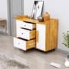 Hexa Red Multipurpose Storage Cabinet With 3 Drawer 2 Door in Giant Wood And Frosty White Colour