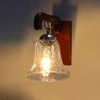 Devansh Solid Wood Electric Wall Light in Brown Colour with Transparent Shade Count of 1 Light