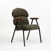 Antho Cotton Dining Chair with Wooden Armrest