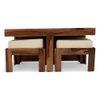 Blane Sheesham Wood Accent Coffee Table Set With 4 Stools In Natural Teak Finish