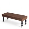 Cairo Sheesham Wood Accent 3 Seater Bench In Taupe Brown Velvet