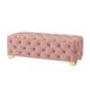Doe Buck Velvet Tufted Bench in Pink Colour with Gold Base