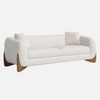 Amala Velvet 3 Seater Sofa in White Colour