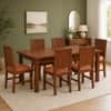 Globally Indian Mahira Solid Sheesham Wood 6 Seater Dining Table Set 6 Chairs Terracotta Orange