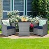 Carry Bird Wicker Patio Furniture Outdoor Balcony Chairs In Grey And Navy Blue Colour