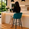 Doe Buck Velvet Counter Height Bar Stool in Teal Colour
