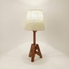 Troika Wooden Table Lamp with Brown Base and Premium White Fabric Lampshade