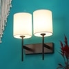 Eliante Cloth Shade Wall Lights Mild Steel & Glass Material Dark Brown & White Finish